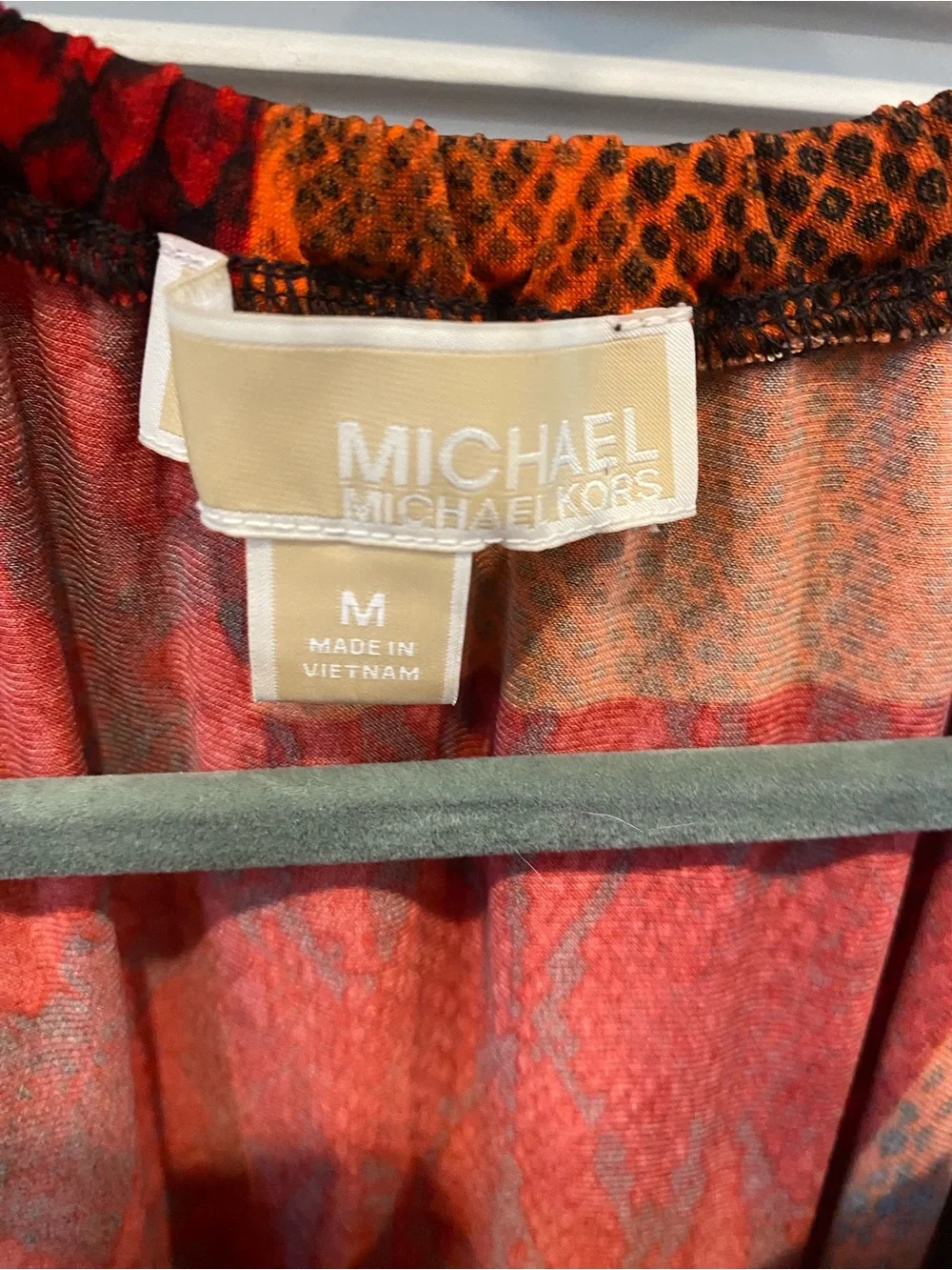 Women’s Micheal Kors  Retro, Y2K, Hobo,  Red & Orange Snake-Print  Top - M